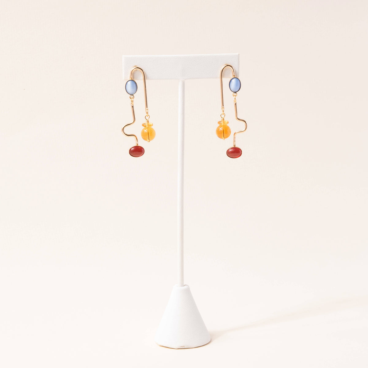 Blue Moonstone, Carnelian, and Topaz Rhythm Earrings