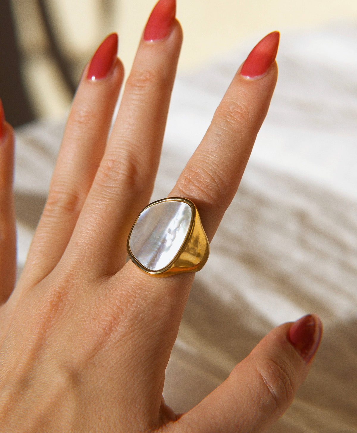 Large Mother of Pearl Statement Ring