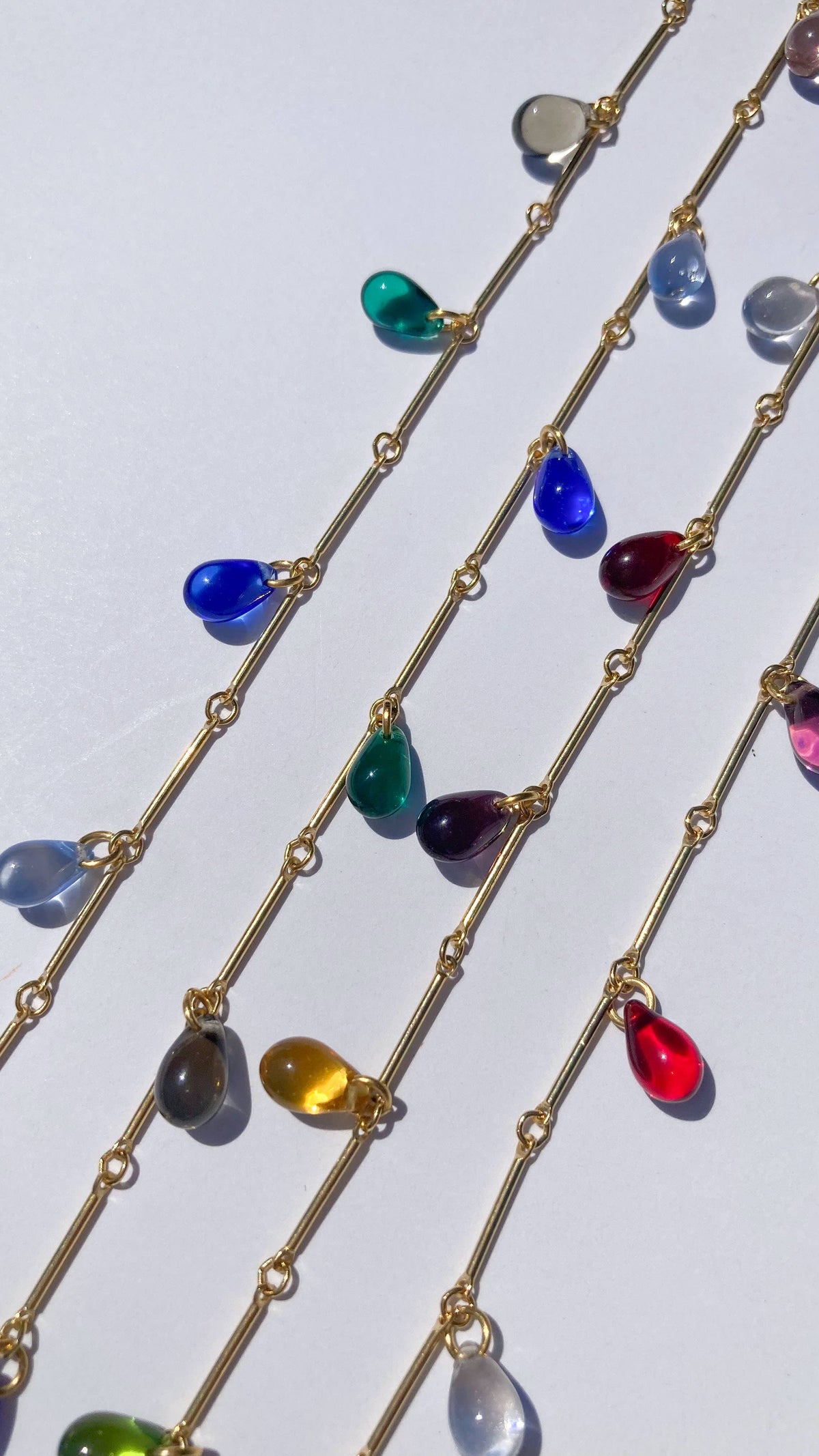 Rainbow Teardrop Necklace / Warm: 18"