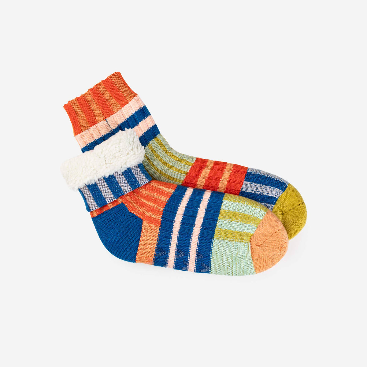 Patchwork Stripe House Socks: Rainbow (L/XL)