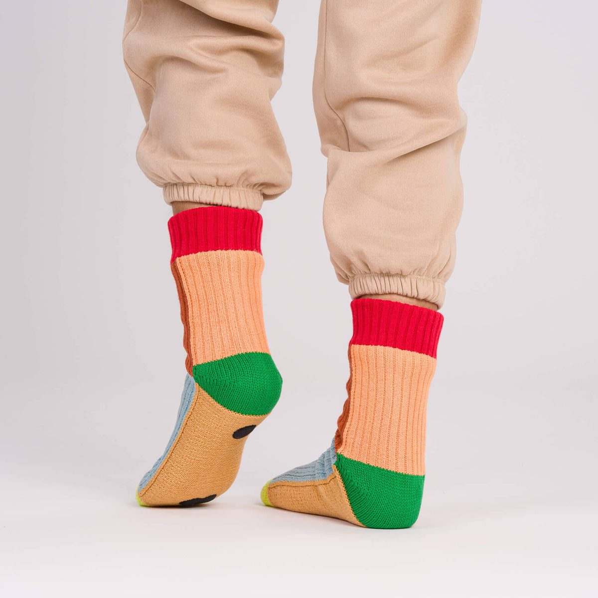 Kaleidoscope Knit House Socks: Stone Blue Rust (S/M)