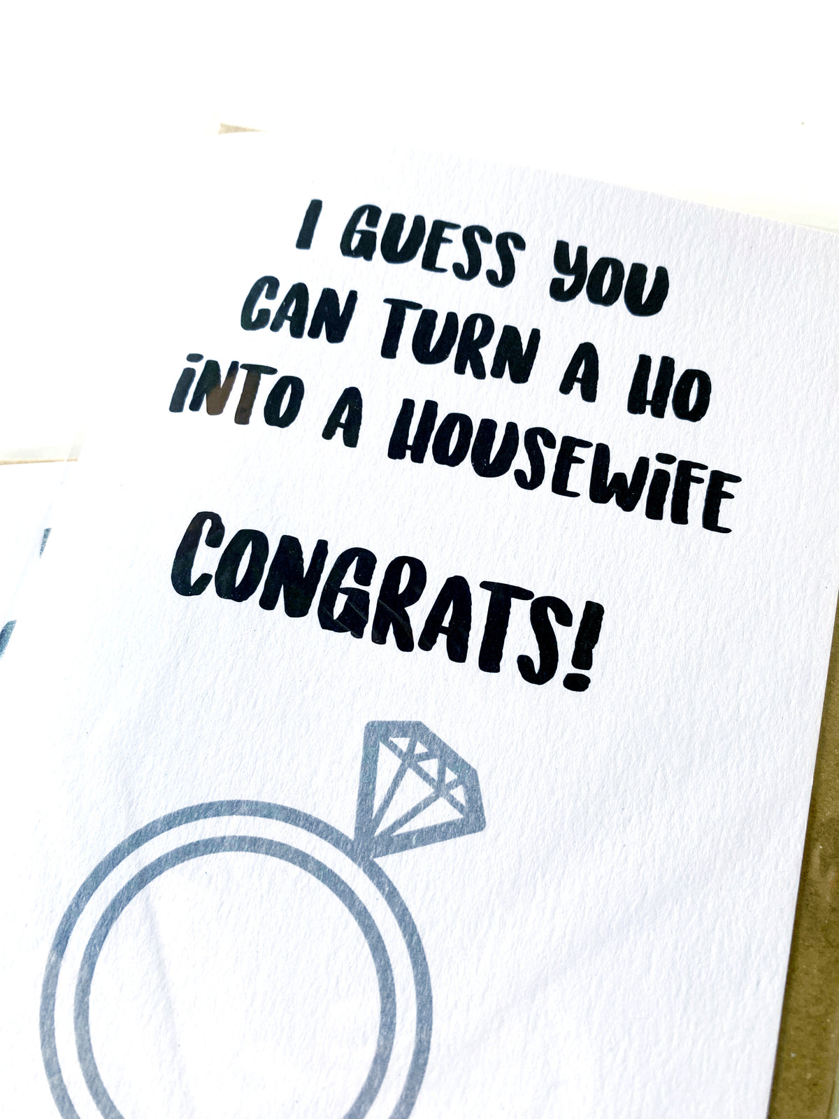 Ho Into a Housewife Funny Engagement Card