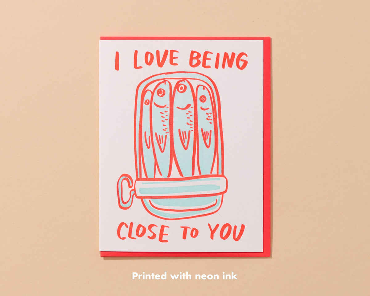 Sardine Love Letterpress Card - Foodie Grocery Spring Easter