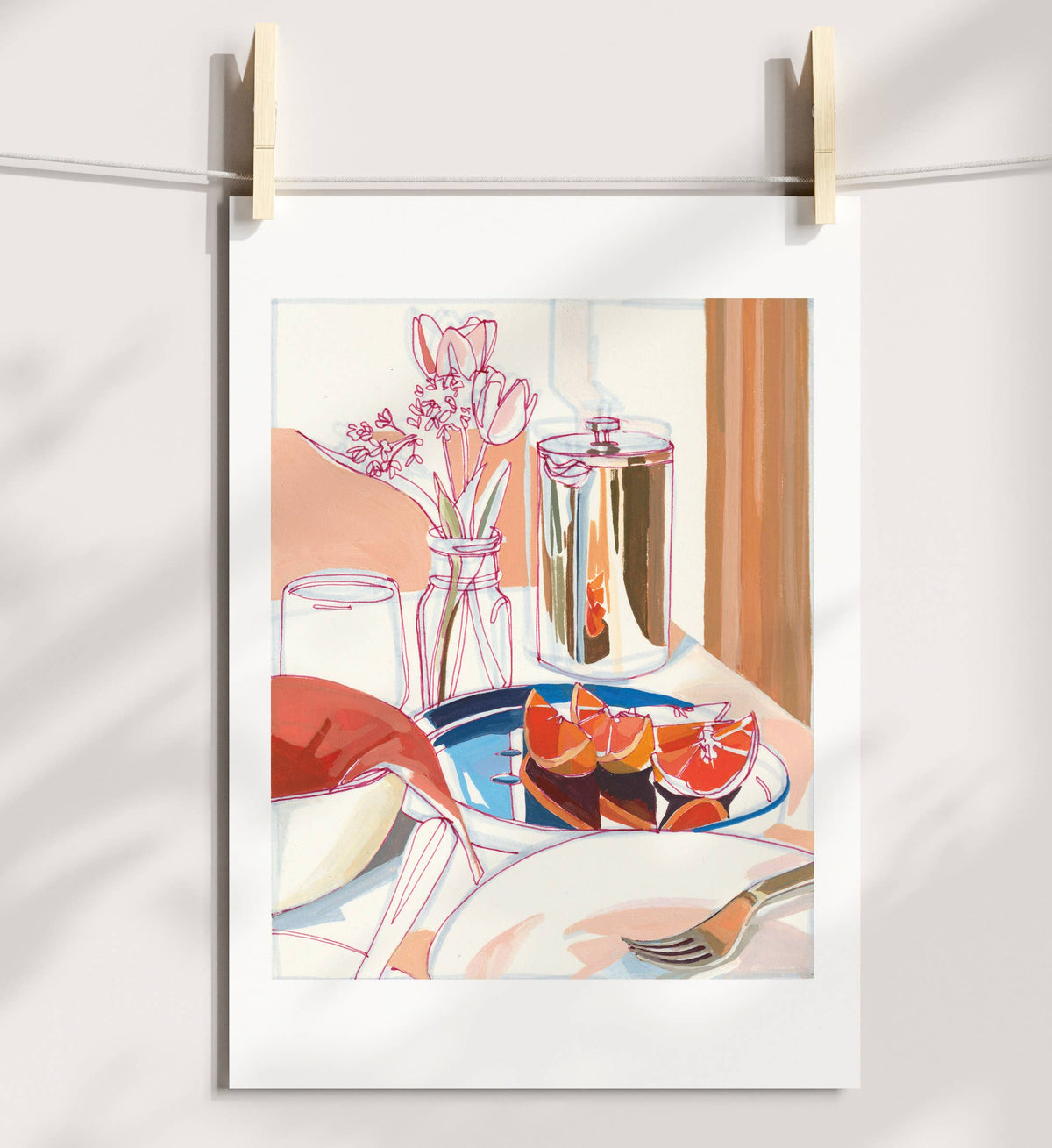 &quot;Breakfast in the Catskills&quot; Tulips and Coffee Signed Giclee: 8x10&quot;