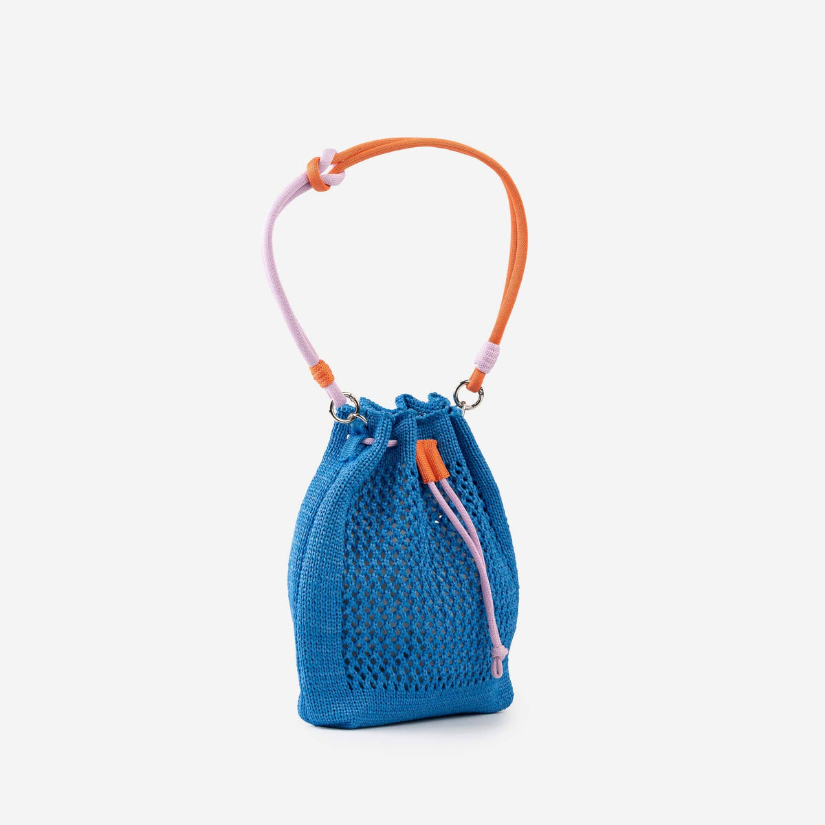 Drawstring Raffia Mini Bag: Cobalt