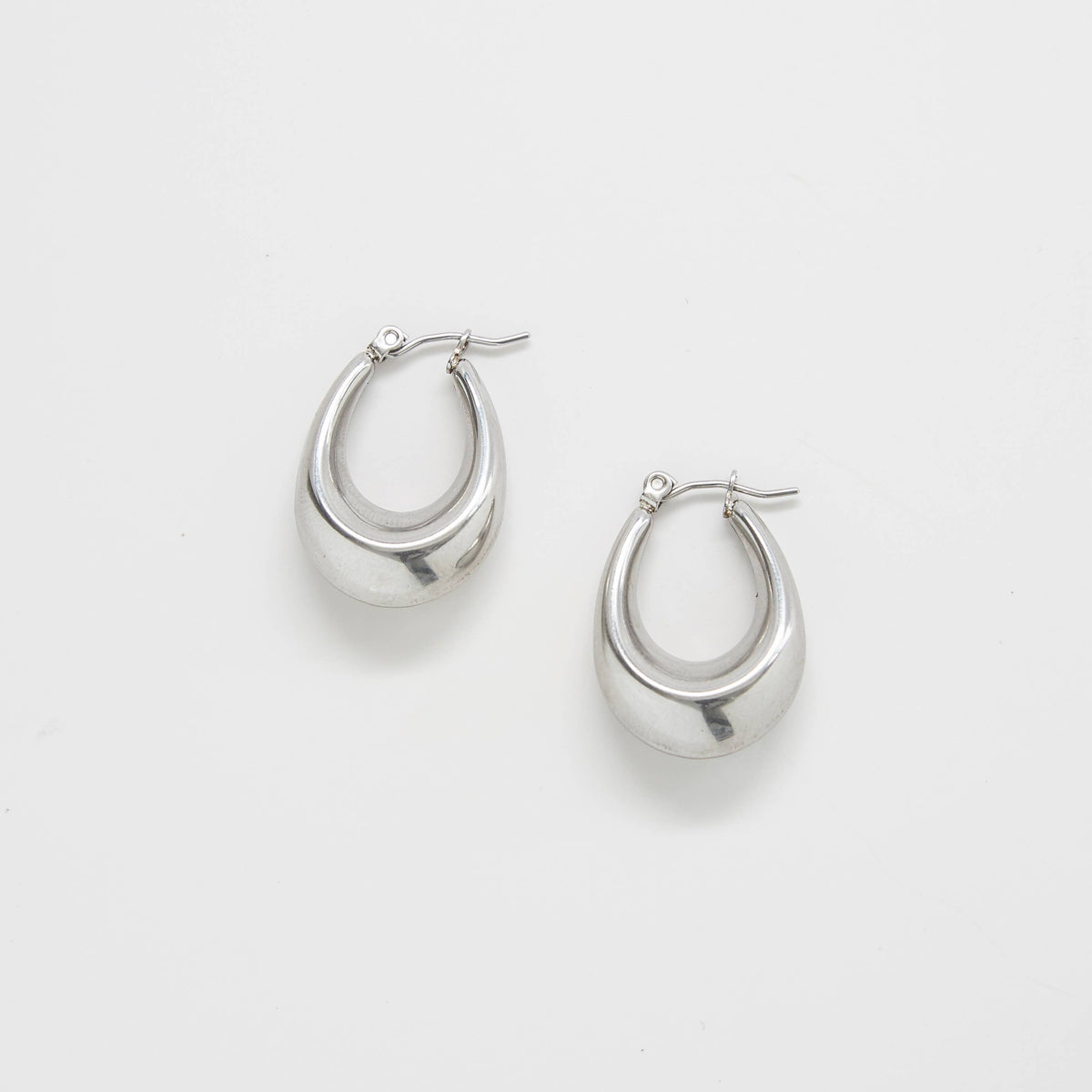 Silver Oval Hoop Earrings - Fall Jewelry