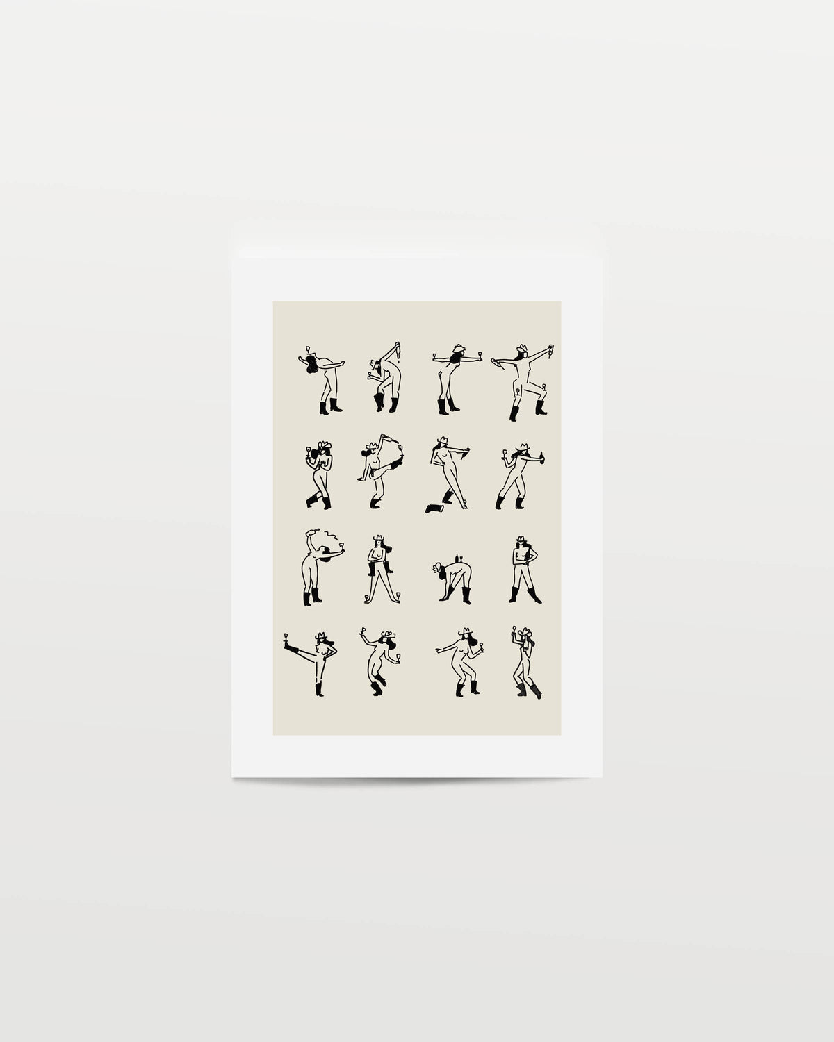 Wine Dancing Cowgirl Minimal Western Wall Art: Medium