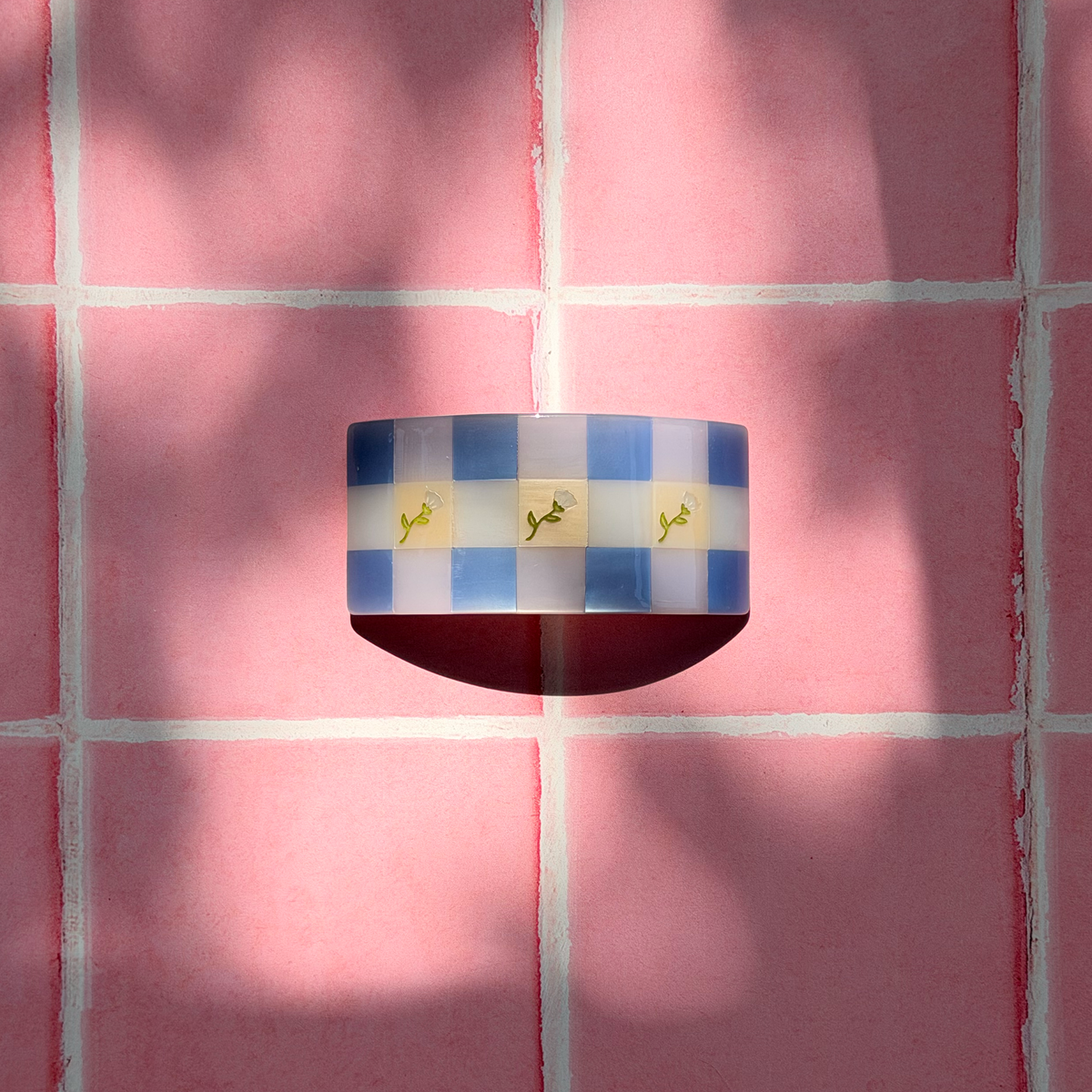Gingham French Barrette: Blue