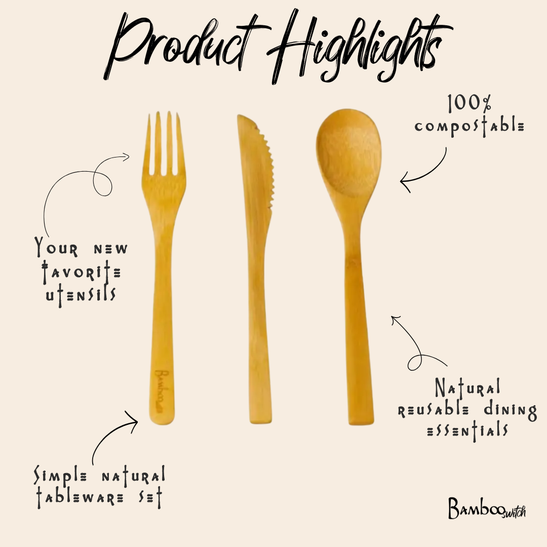 Individual Bamboo Utensil | Spoon, Knife, Fork : Spoon