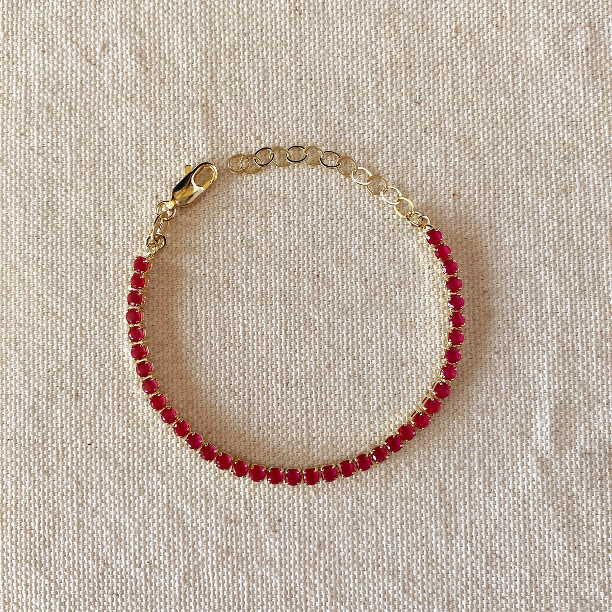 18k Gold Filled 3mm Fuchsia Bracelet