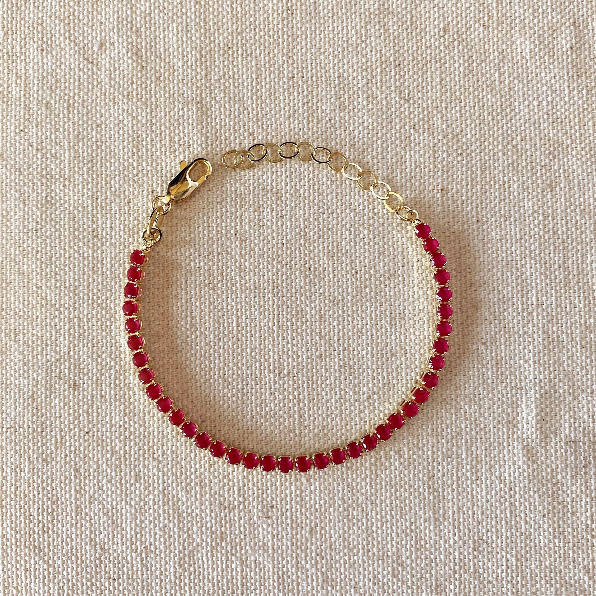 18k Gold Filled 3mm Fuchsia Bracelet