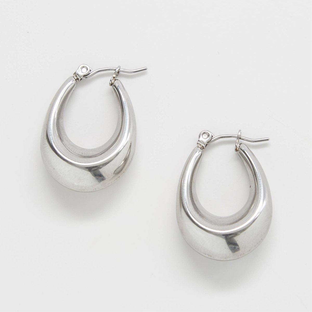 Silver Oval Hoop Earrings - Fall Jewelry