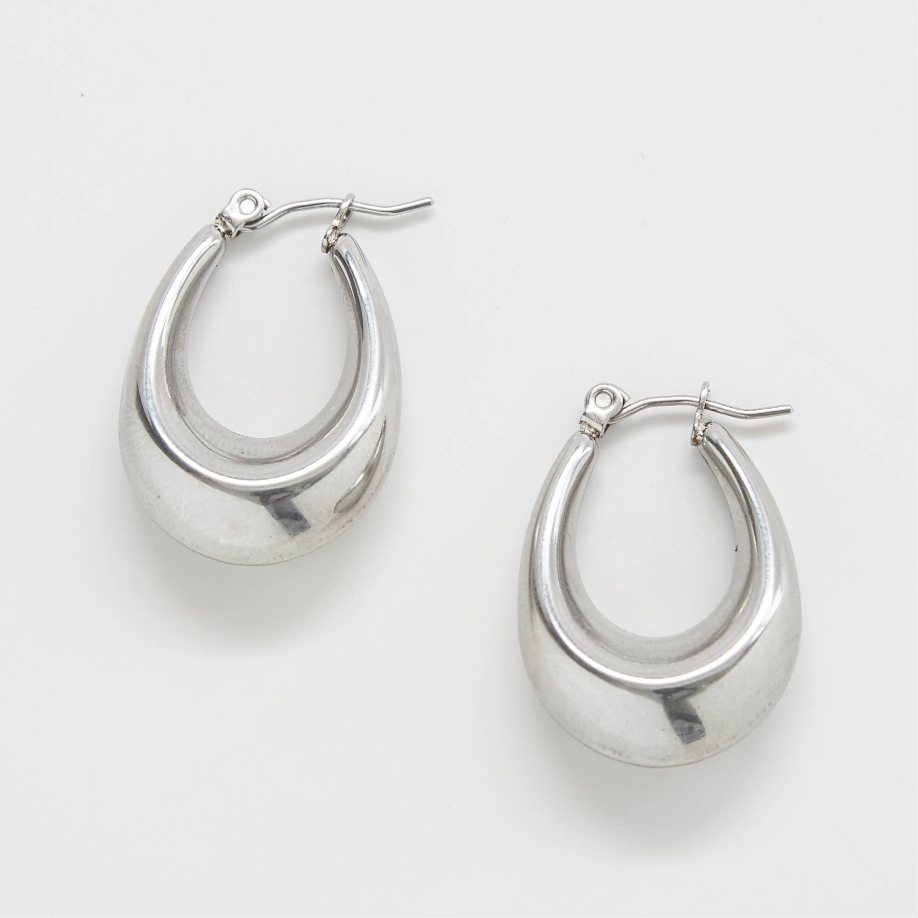 Silver Oval Hoop Earrings - Fall Jewelry