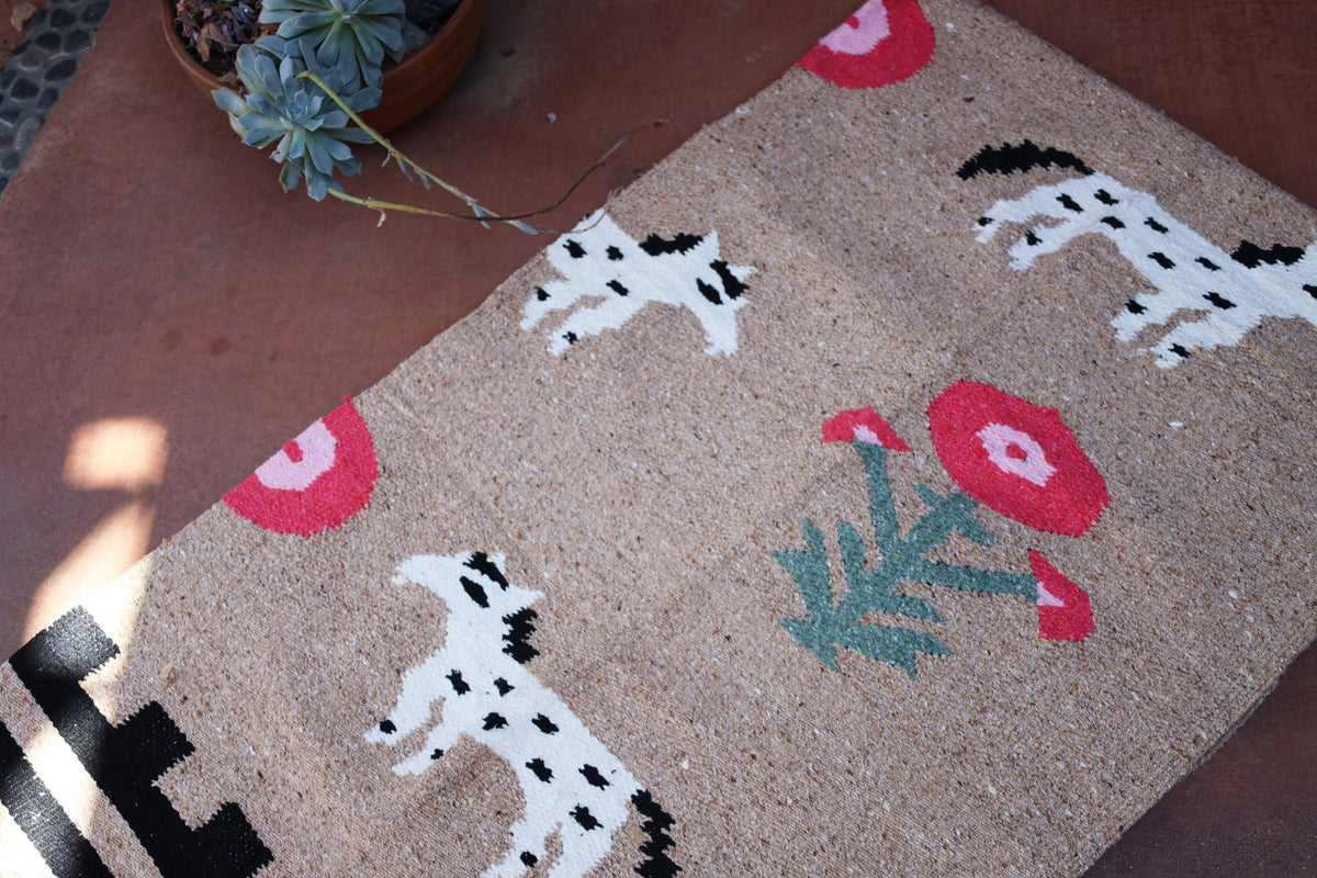 Poppies 'n Ponies (Dusky Pink Rose) // Handwoven Blanket