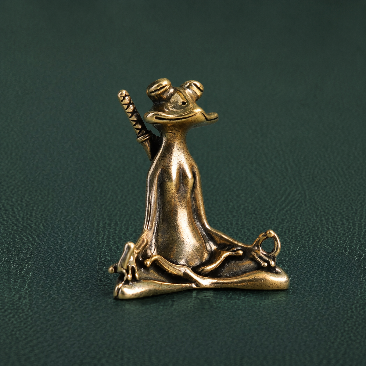 Solid Brass Zen Warrior Frog Incense Holder Ornament: A1