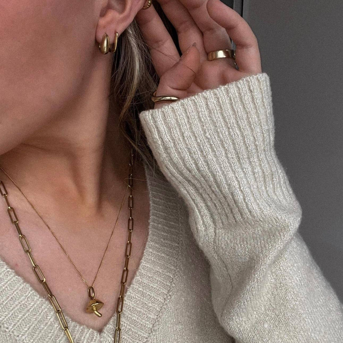 Champignon aka Mushroom Necklace- Gold