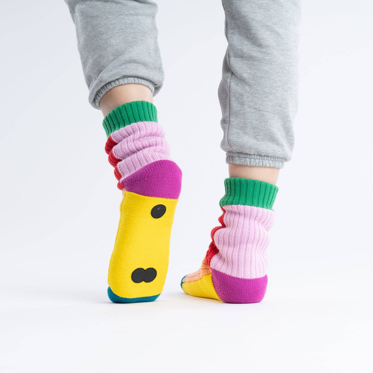 Kaleidoscope Knit House Socks: Olive Cobalt / L/XL - W 9.5-12.5<br>M 8-11