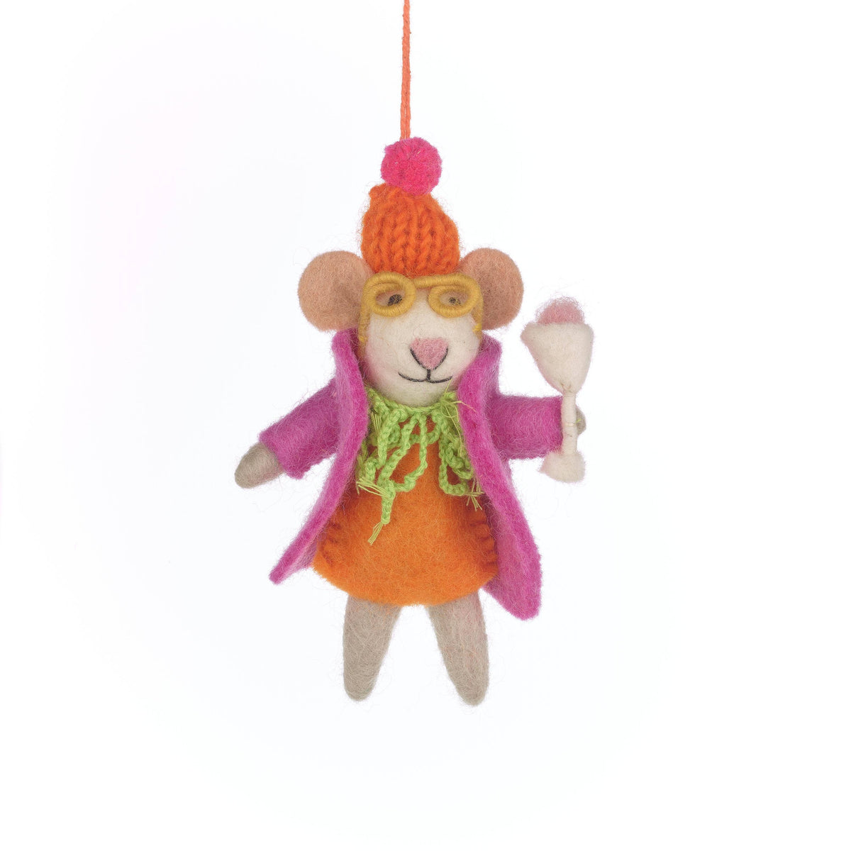 Handmade Felt Margie the Merry Mouse Christmas Decoration