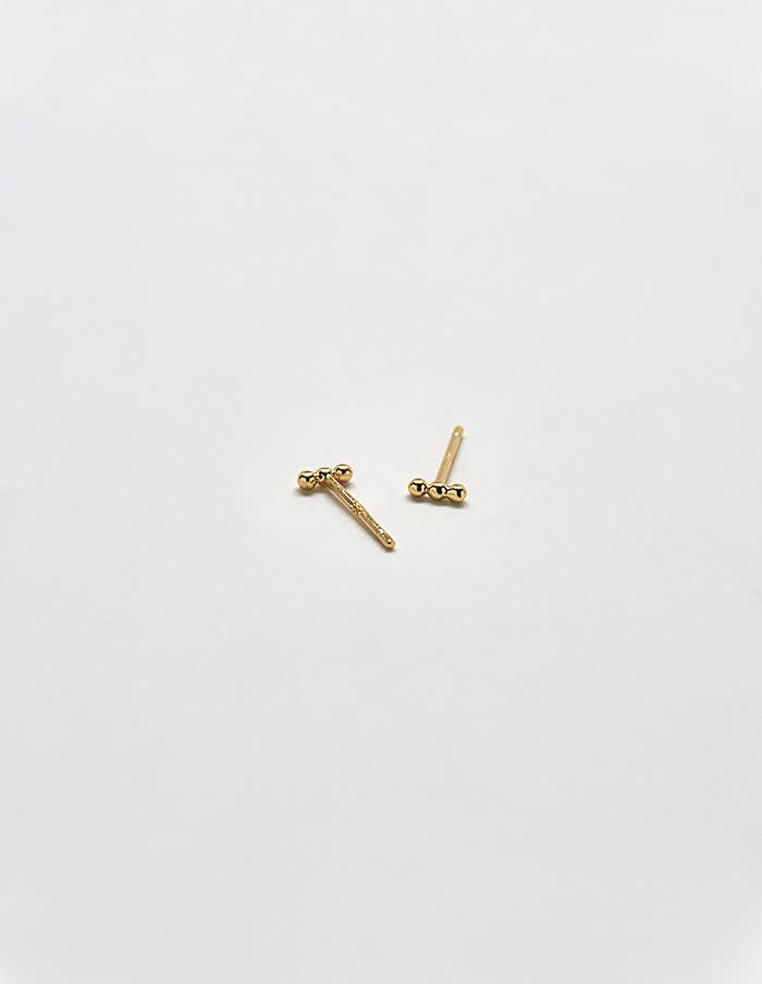 Gold Vermeil Mini Bead Bar Stud - SINGLE