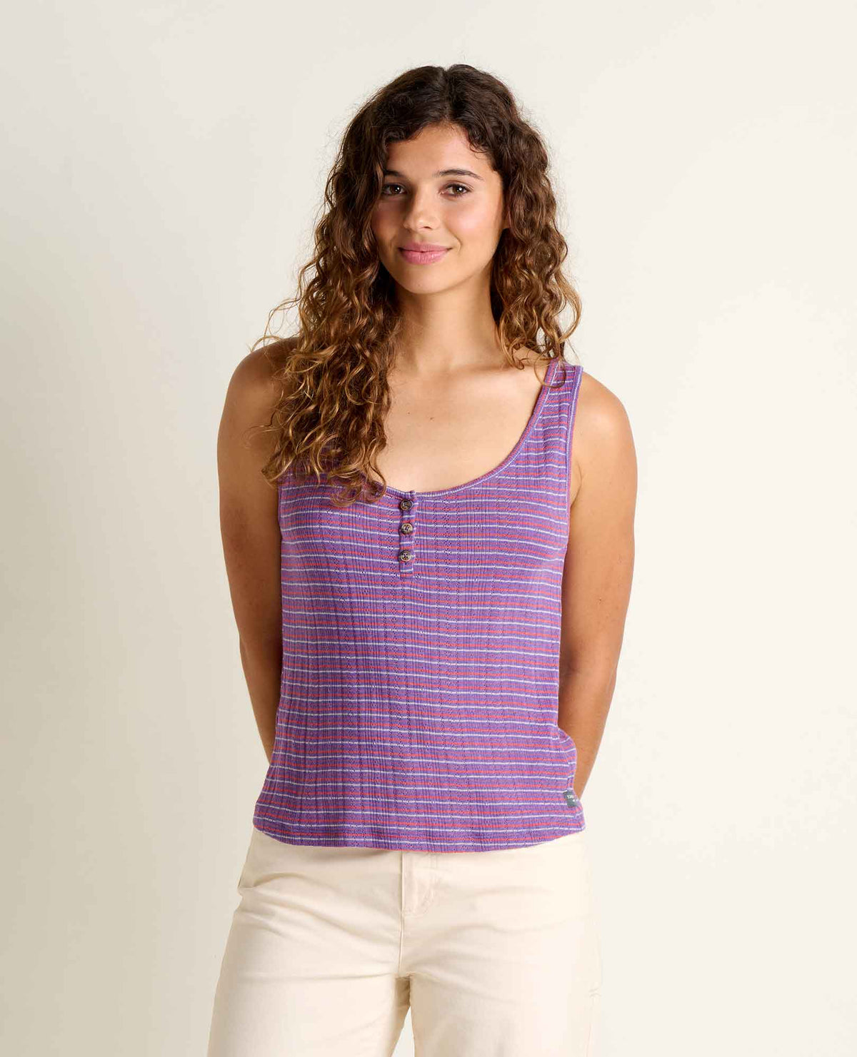 Foothill Pointelle Henley Tank - Plum Pattern (S26)