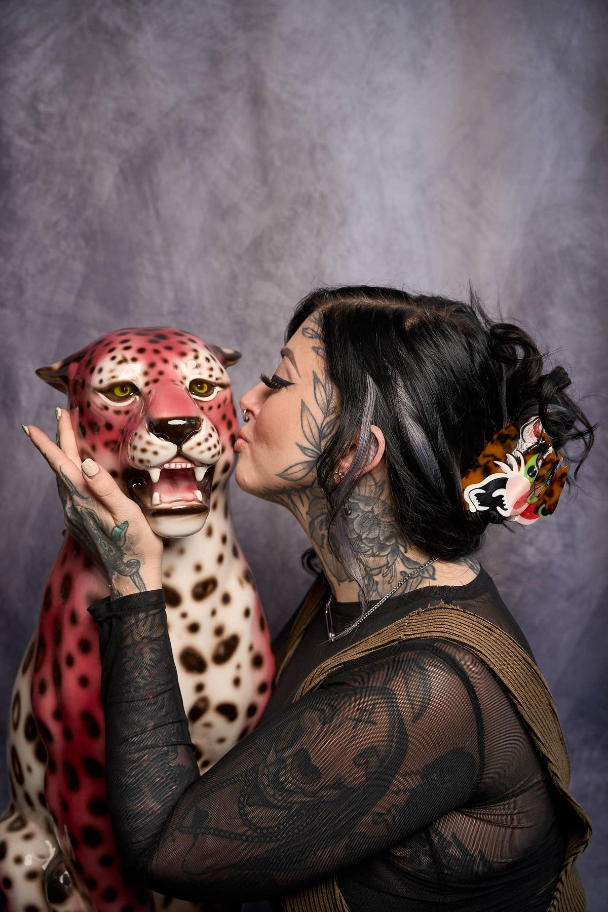 Leopard Cat Head Hair Claw