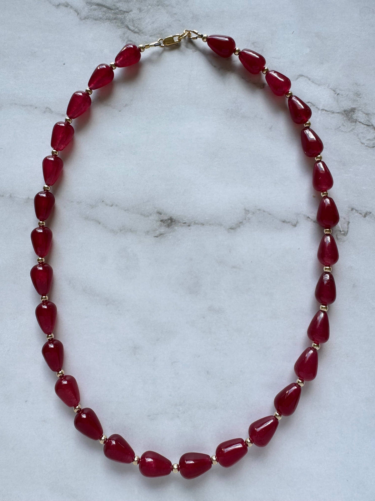 Ophelia Jade Beaded Necklace: Red jade