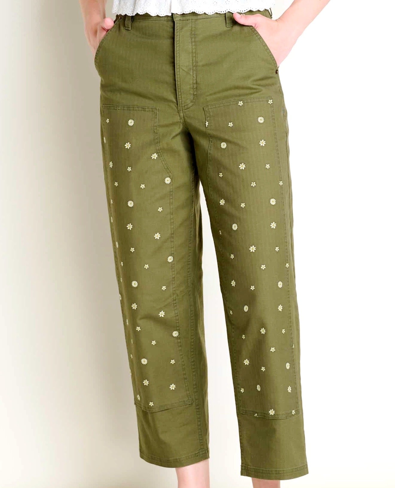 Juniper Utility Pant (Olive Flower Embroidery)