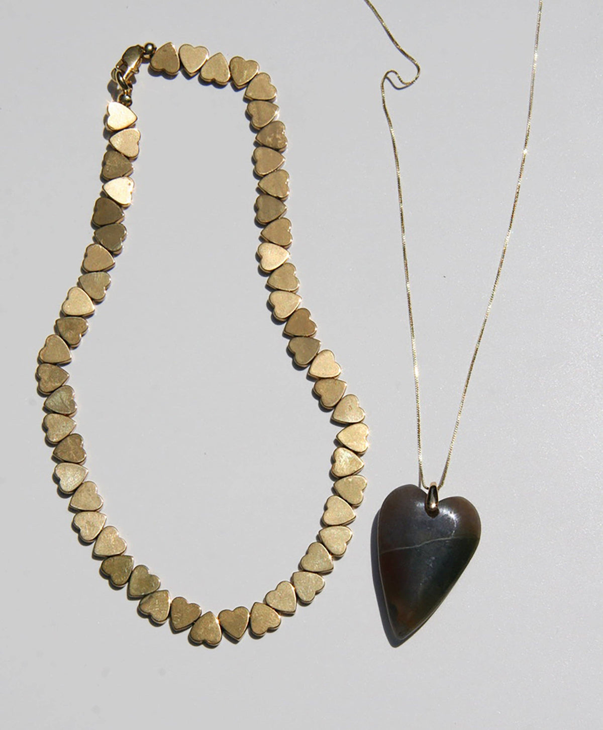 LOVER Gold Hematite Heart Beaded Necklace: 16"