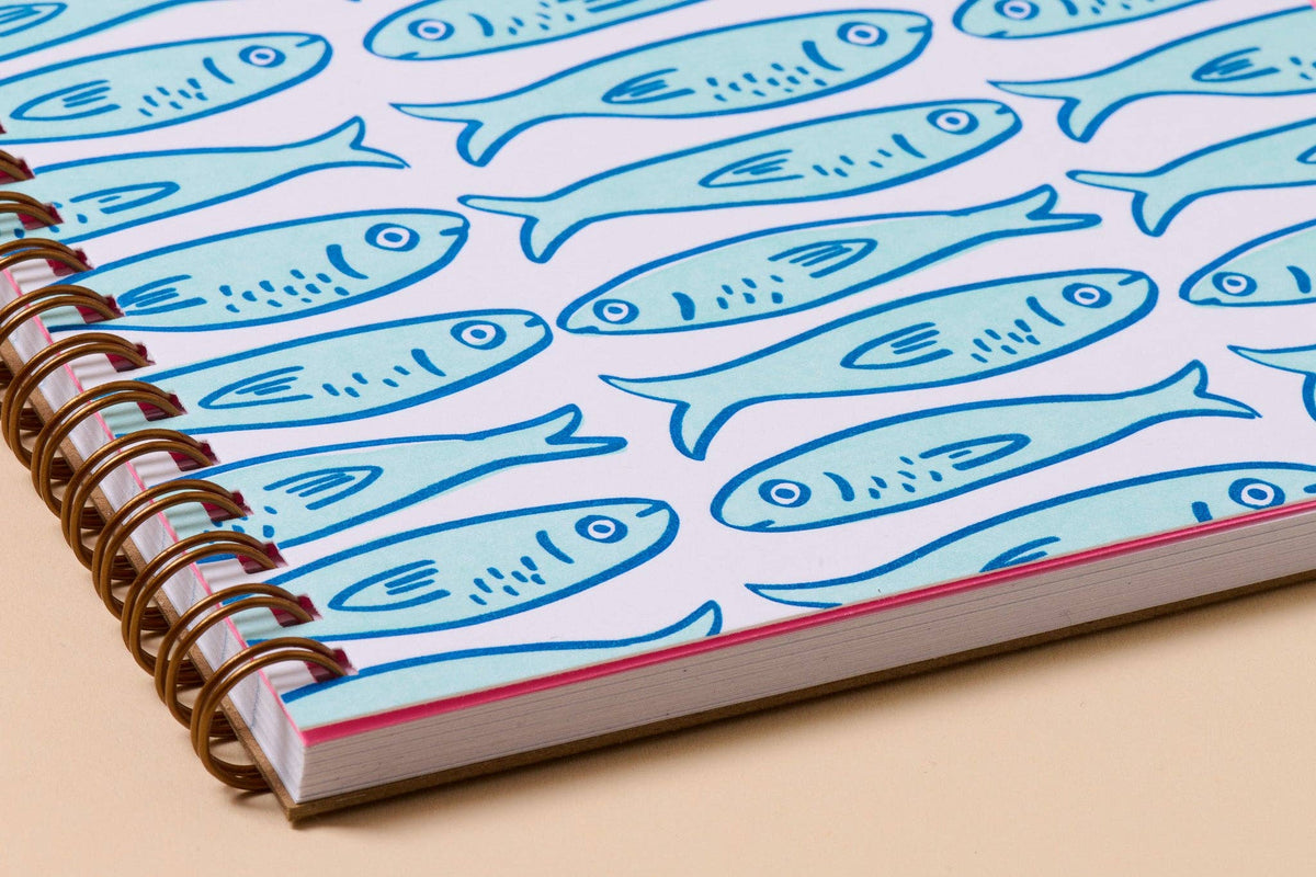 Sardines A5 Lettepress Spiral Notebook
