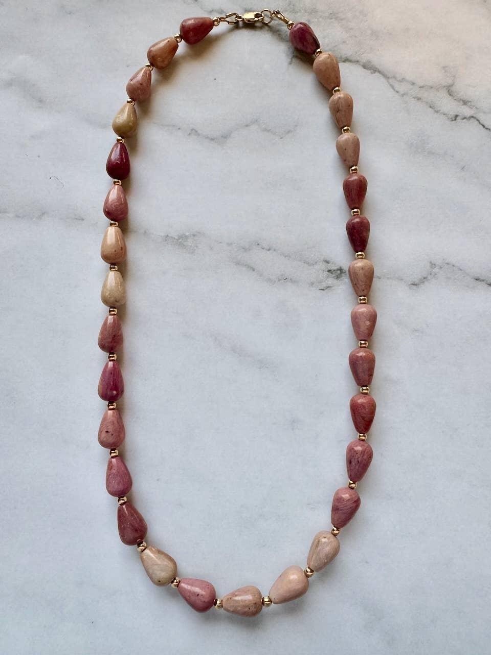 Ophelia Jade Beaded Necklace: Red jade