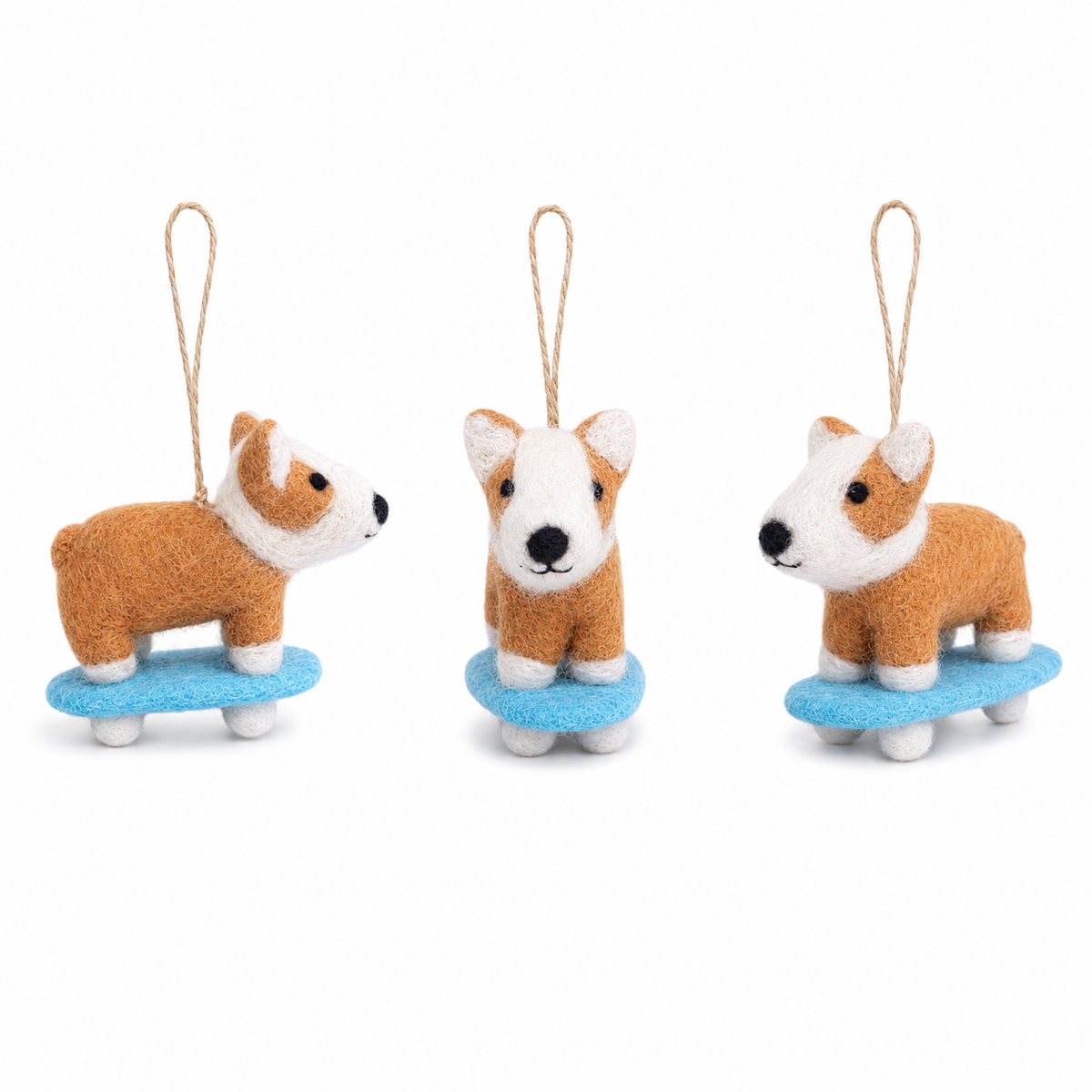 Corgi on a Skateboard Ornament