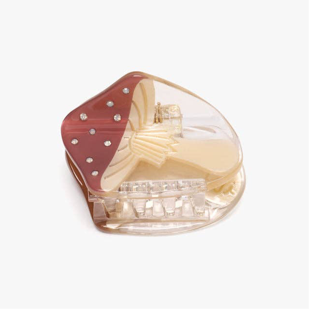 Mushroom Mini Acetate Hair Claw Clip With Rhinestones