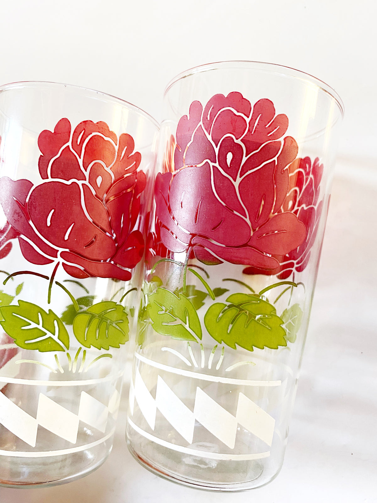 Rose Print Glasses Set of 3