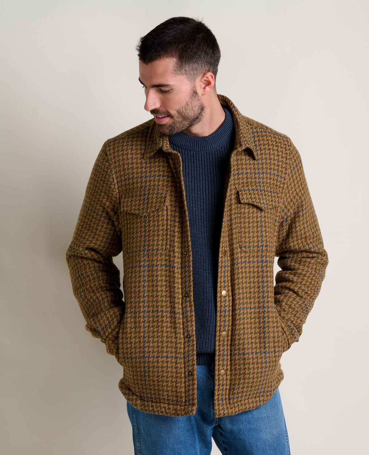 Mojac III Shirt Jacket  - Honey Brown Houndstooth