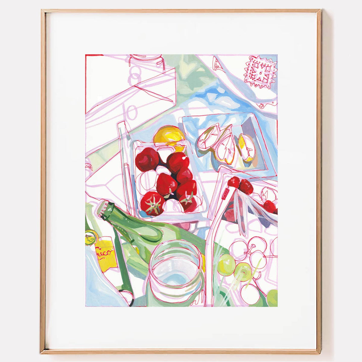 &quot;California Picnic&quot; Lemons &amp; Berries Signed Giclee Print: 8x10&quot;