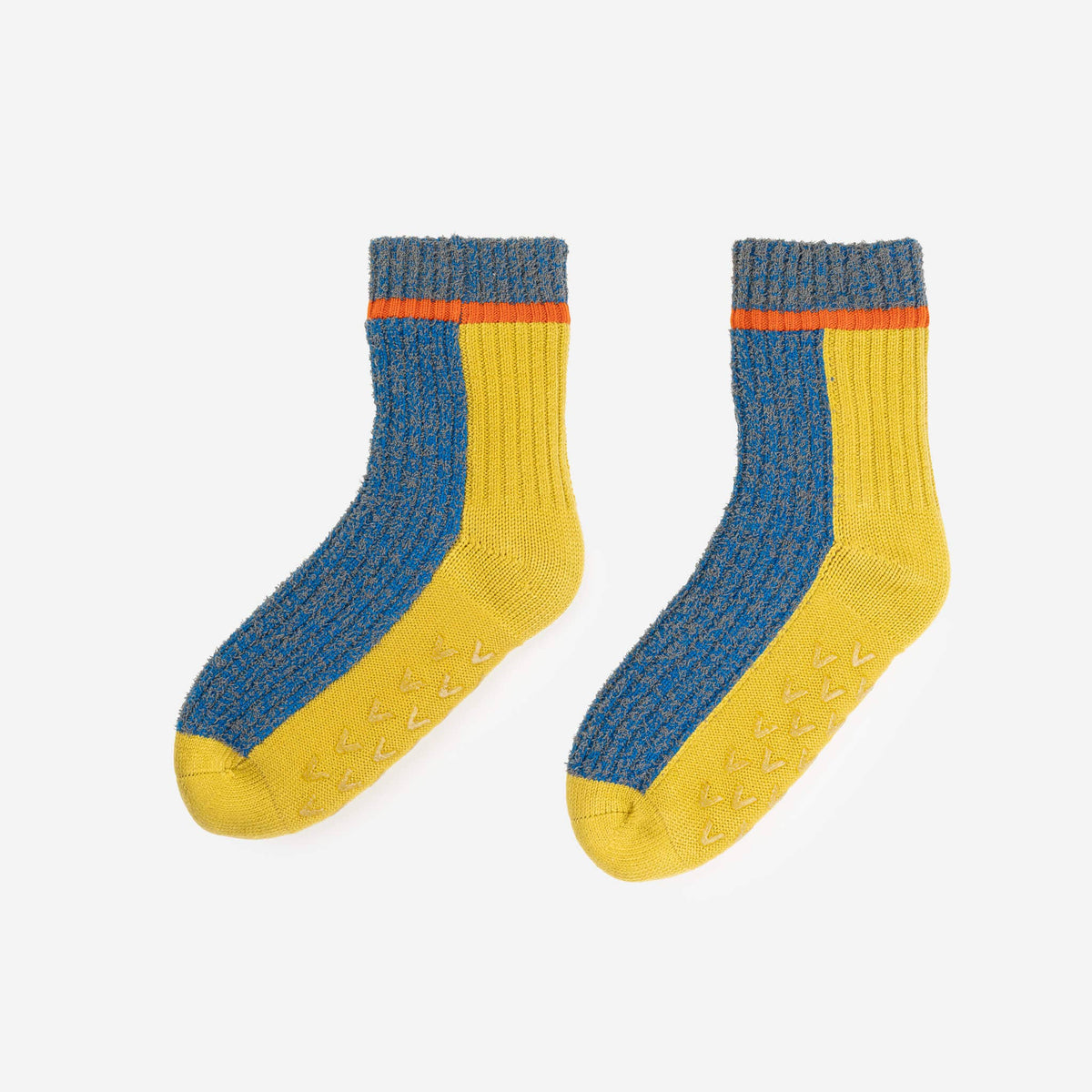 Color Ragg House Socks: Golden Olive Cobalt (S/M)