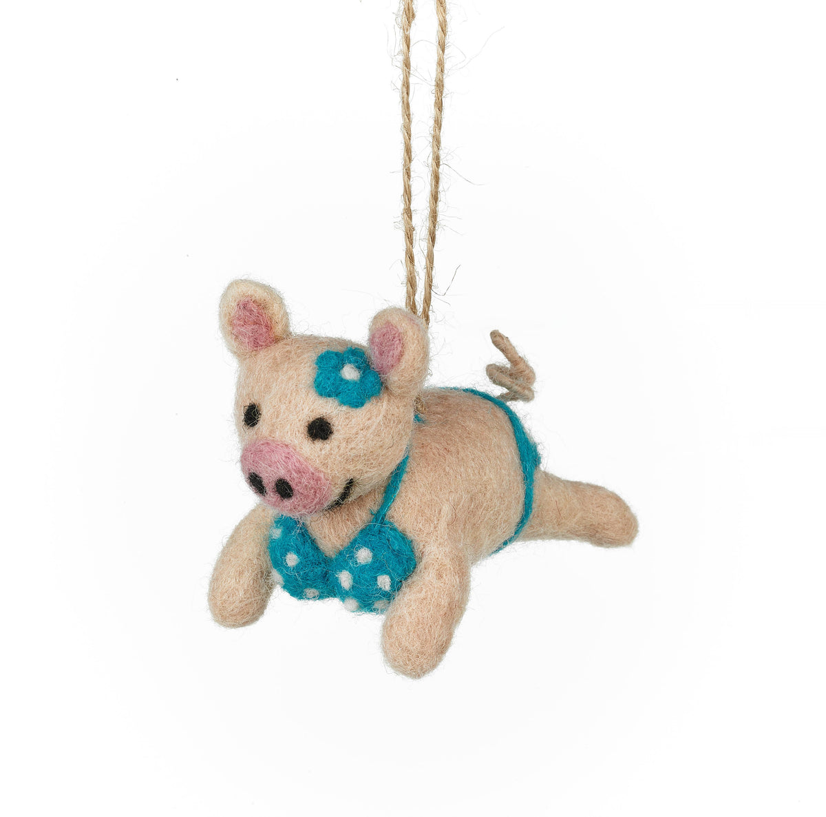 Handmade Felt Babe Beach Piggy Sealife Ornament