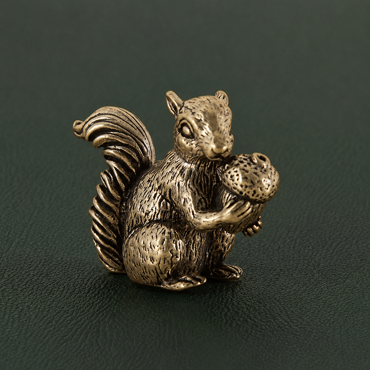 Solid Brass Squirrel with Chestnut Figurine Ornament: A1