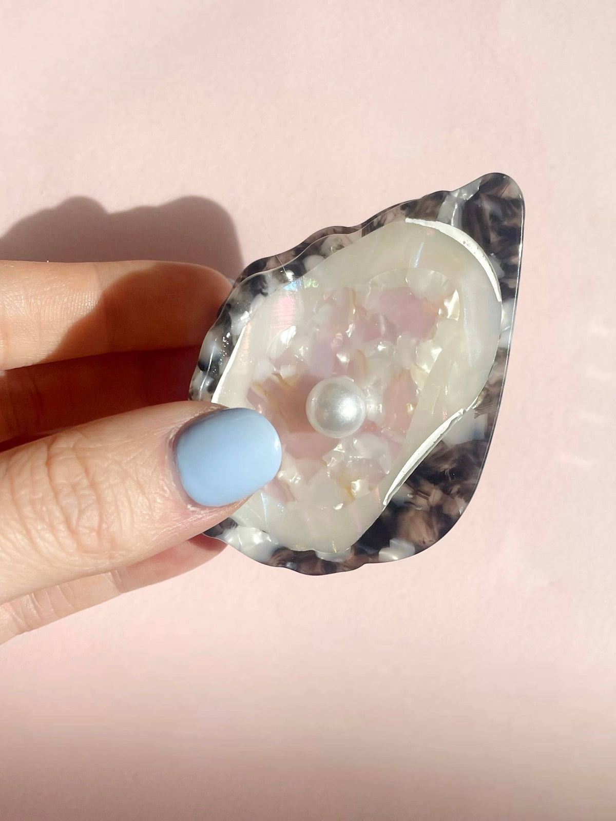 Oyster Claw Clip - Cellulose Acetate with Pearl detail