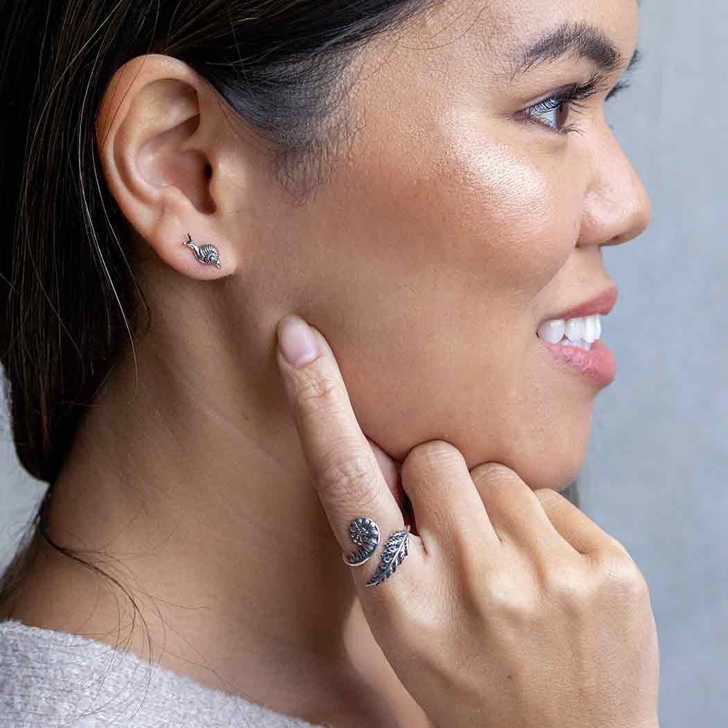 Bronze Tiny Snail Stud Earring SINGLE 6x14mm