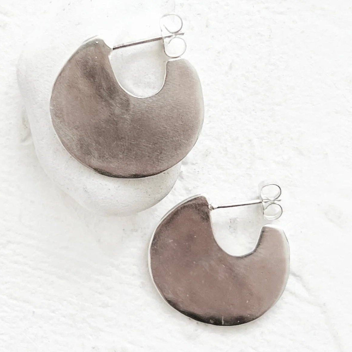 Moon Earrings: Sterling Silver