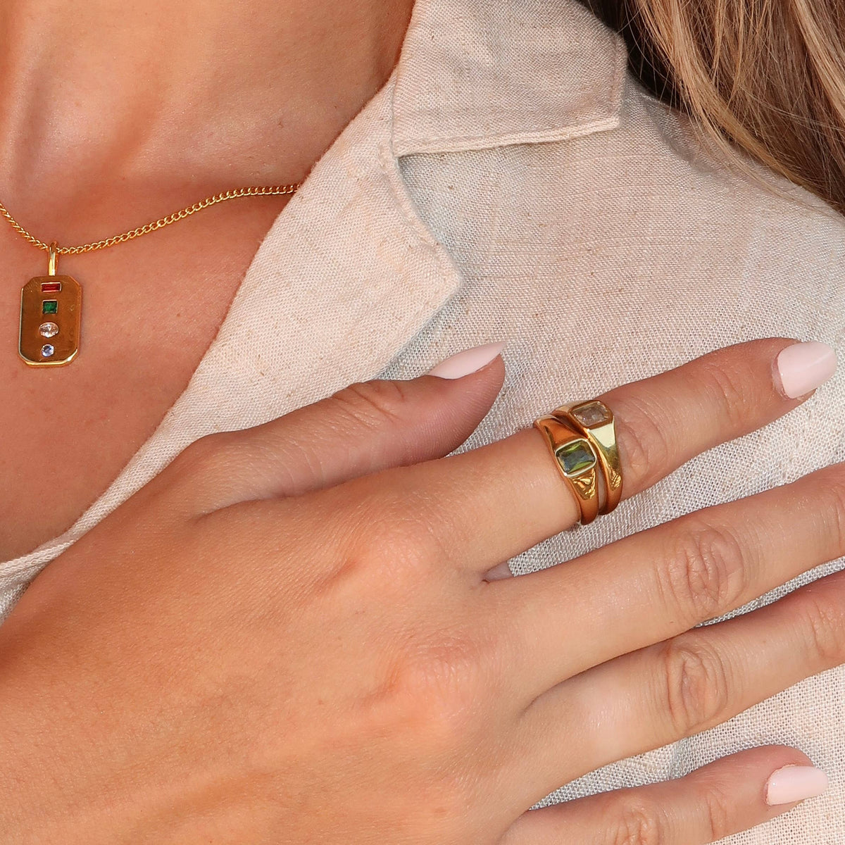 Sofia Ring- Olive Stone: