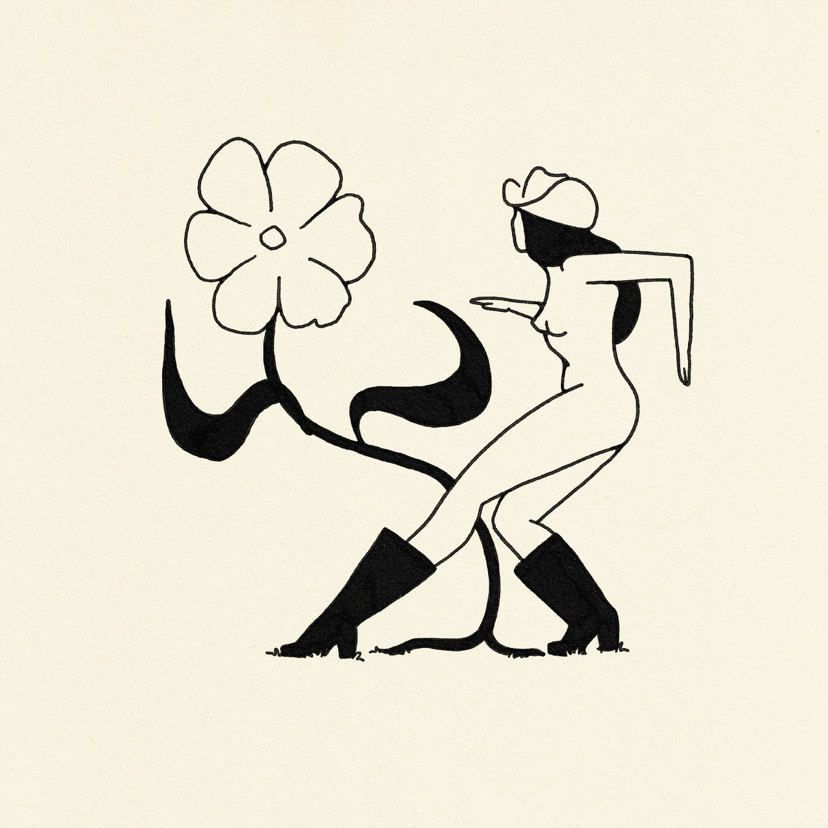Flower Dance – Cowgirl Western& Botanical Giclée Art Print: Medium