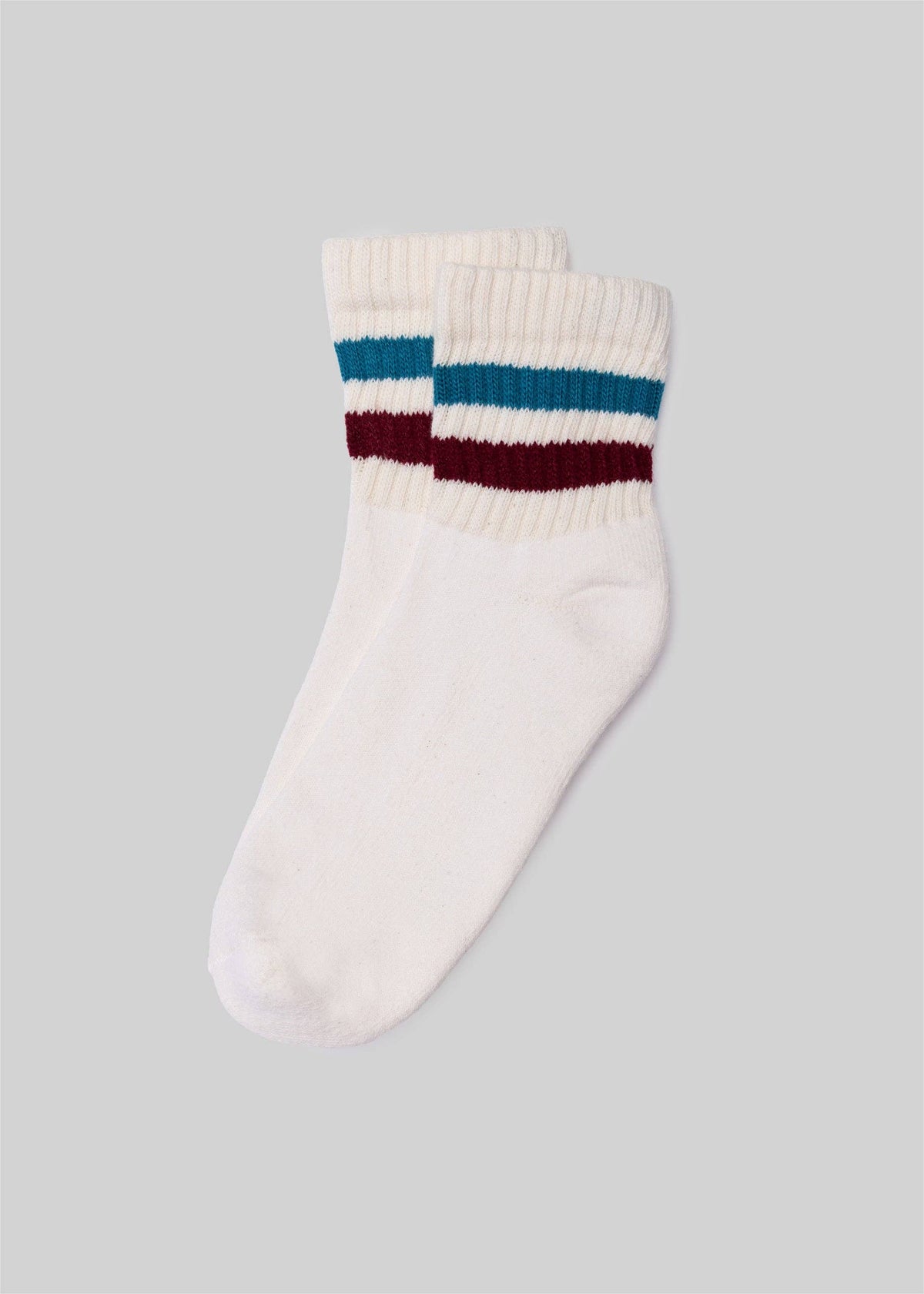 The Retro Stripe Quarter Crew: Teal/berry
