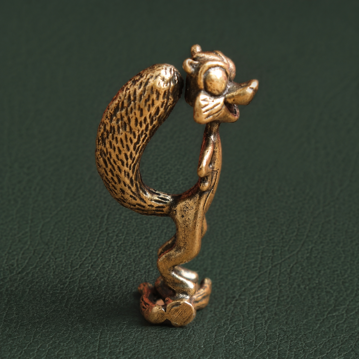 Solid Brass Standing Squirrel Figurine Ornament: A1