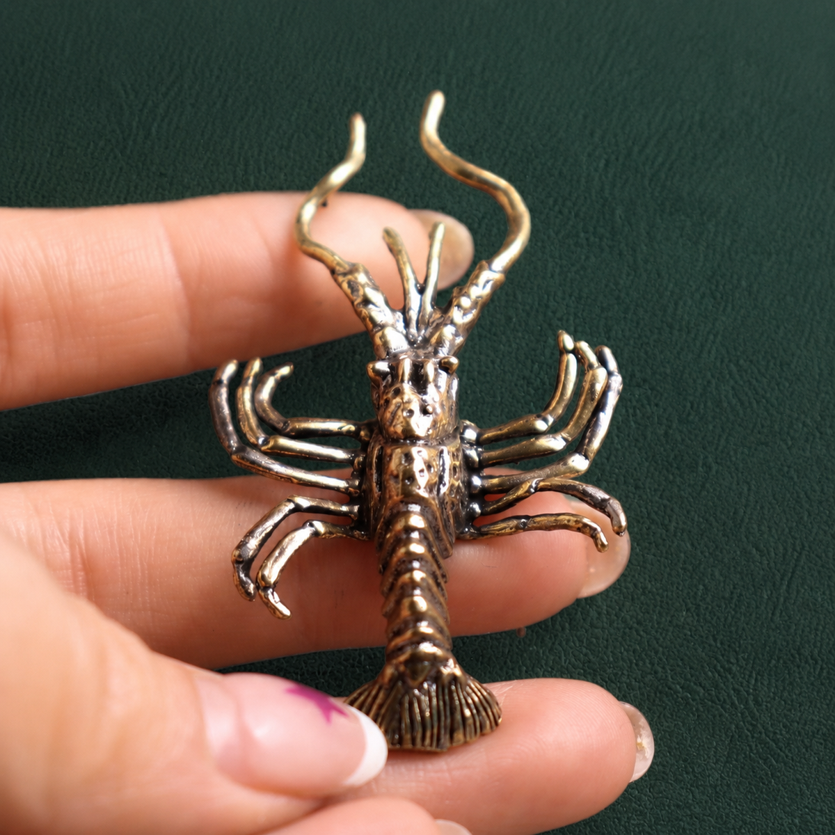 Solid Brass Crawfish Figurine Tabletop Ornament: A1