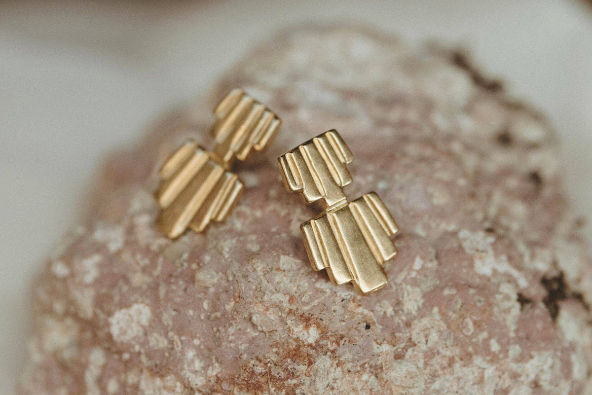 Empire Deco Earrings: Gold