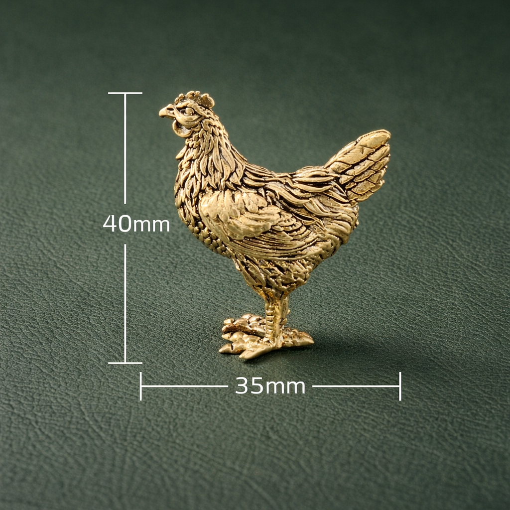 Solid Brass Chicken Figurine Ornament: A1