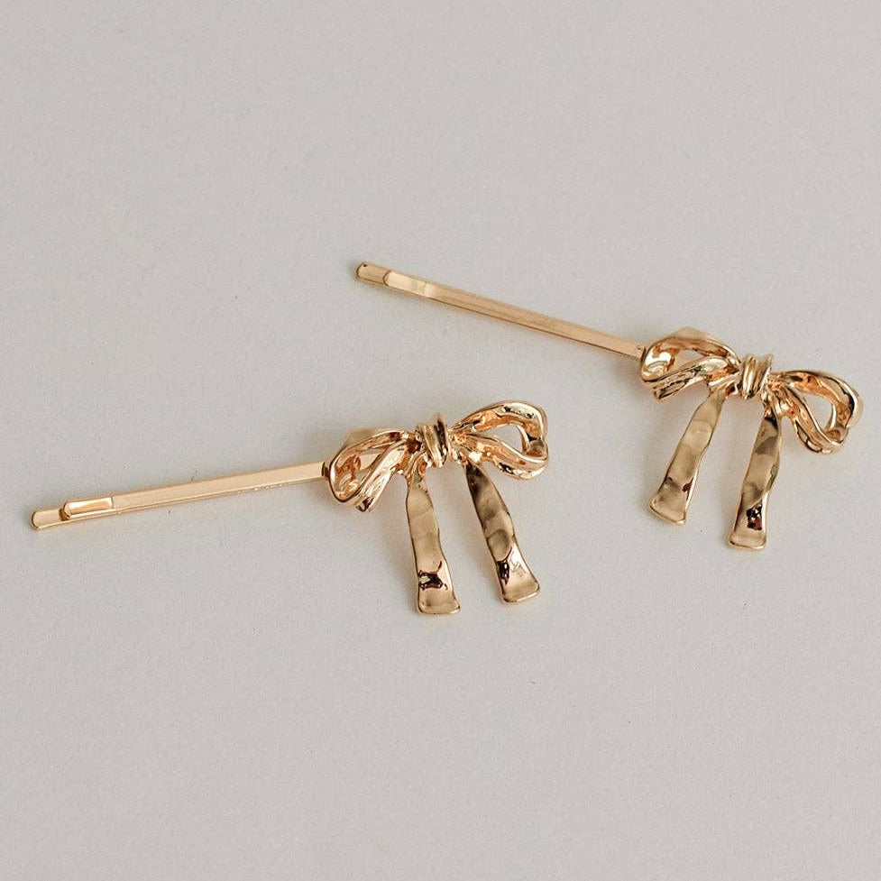 Ribbon Metal Hair Bobby Pins | Gold sold SINGLE