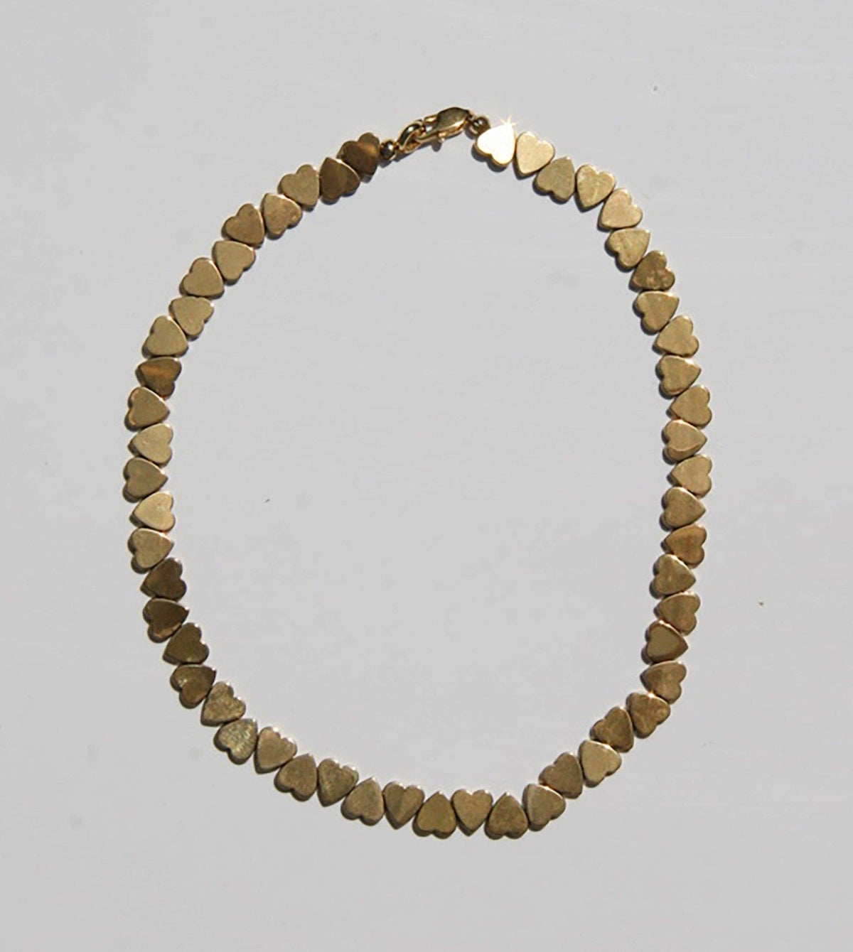 LOVER Gold Hematite Heart Beaded Necklace: 16"